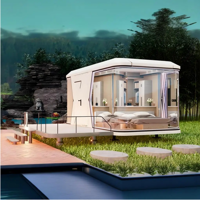 Casa Cápsula Modular Feita de Estrutura de Aço Durável