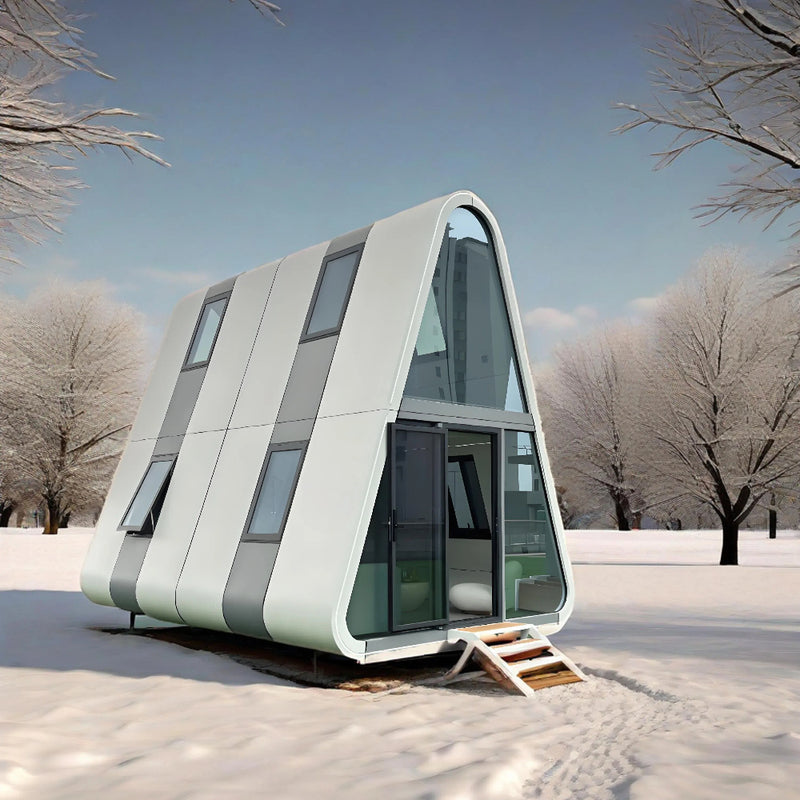 A casa de aço pré-fabricada modular móvel, cápsula triangular de dois andares