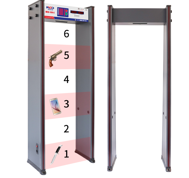Detector de metais portátil profissional MCD-100C, 6 zonas, 0-255 ajustável