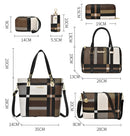 Conjuntos de bolsas material Pu, femininas, 6 em 1, Prova D'Água