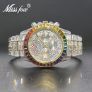 Relógio   ouro, hip hop de luxo, cronógrafo de quartzo, diamante