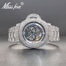 Relógio diamante hip hop de luxo automático, dourado