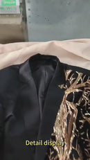 Blazer preto masculino com lantejoulas douradas Hip Hop Slim Fit