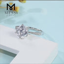 Anel de diamante Prata Moissanita  Esterlina 925, 3 quilates, Banhado a ouro