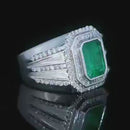 Anéis de esmeralda e diamantes  de 4.12ct natural masculino