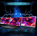 Laptop Dual Screens Portable 15" HDR 1080P 