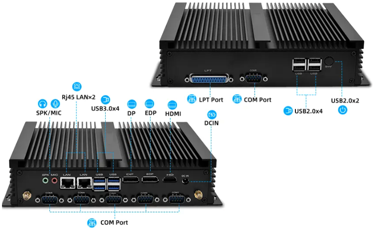 Mini PC Industrial RS232 RS485 LPT i5 8250U HD 4K