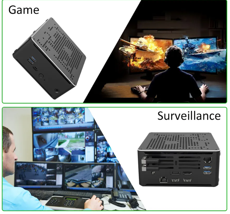 Mini PC Game i9-9880H/8950HK DDR4 até 64GB, 1 x Mini-DP