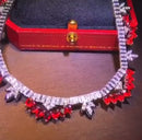 Colar de noiva de luxo diamante e rub natural , 18k, joias de ouro