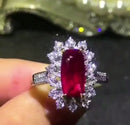Anel de casamento feminino, joias 18k de ouro e diamante  natural do sul da áfrica e rubi sangue