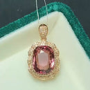 Colar tumalina, diamantes e ouro natural casamento, aniversario